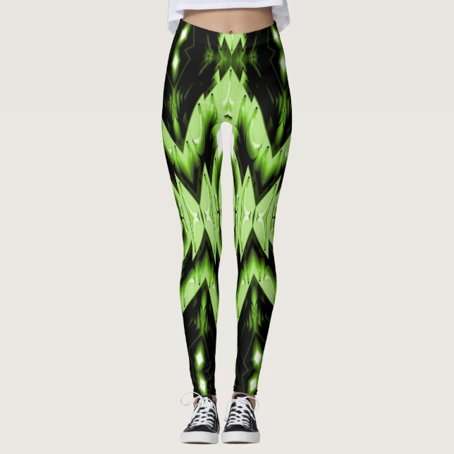 Leggings de mujeres verdes y negras (Anverso)