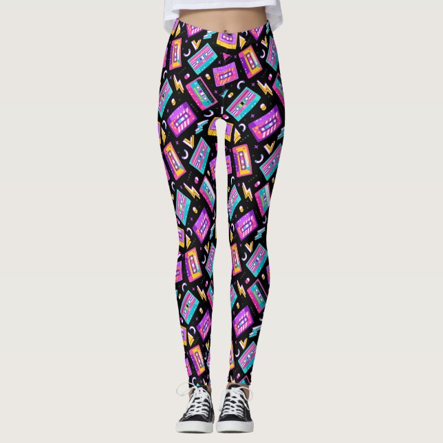 Leggings de música cassette de Neon y Black Trendy (Anverso)