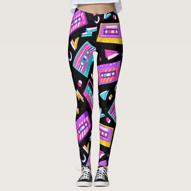 Leggings de música cassette de Neon y Black Trendy (Anverso)