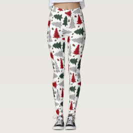 Leggings de Navidad con árboles y piñas de campo