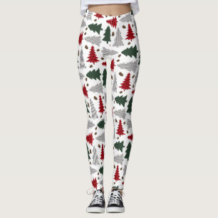 Leggings de Navidad con árboles y piñas de campo