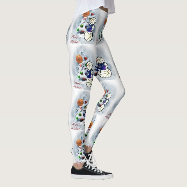 Leggings de Navidades de snowman de baloncesto (Derecha)