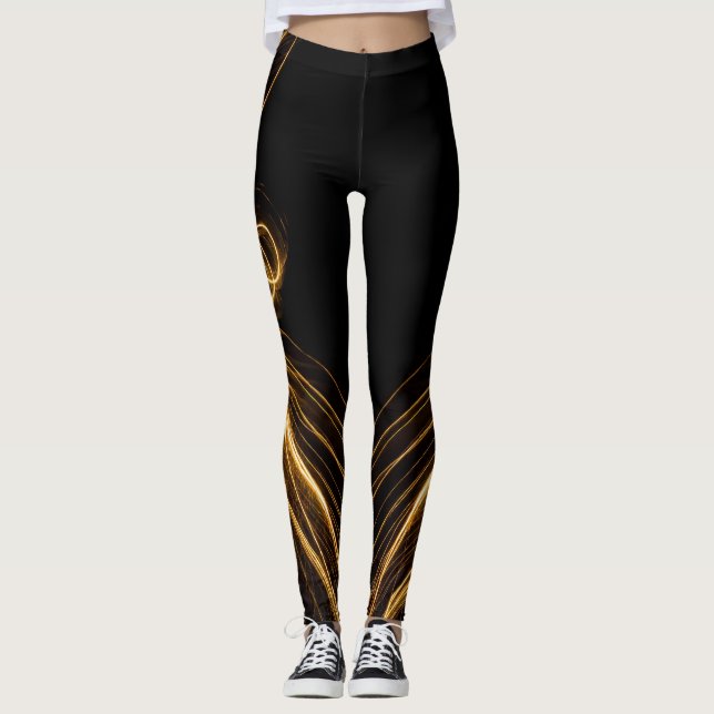 Leggings de oro y negro "Elegancia dorada" (Anverso)