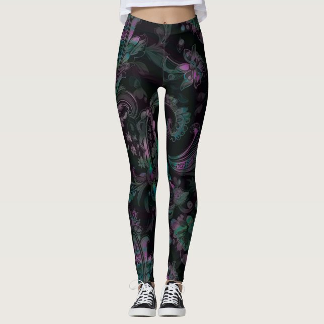 Leggings de paisley: oscuro, derrame de petróleo (Anverso)