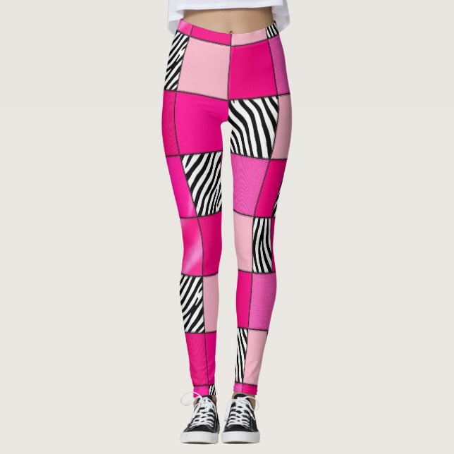 Leggings de parches de estampado de cebra rosa cal (Anverso)