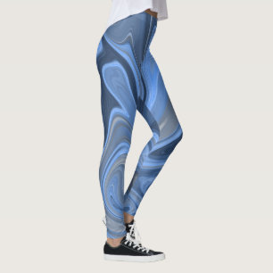 Leggings de Patrón Azul Marítimo Líquido Mármol