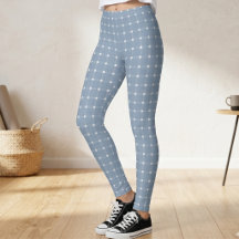 Leggings de patrón gingham azul polvoriento Coasta