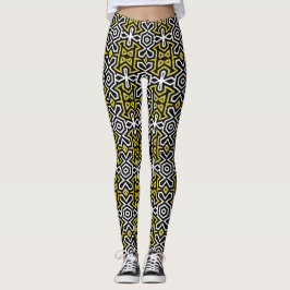 Leggings de patrón negro y dorado de la Funky Azte