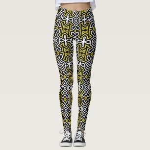 Leggings de patrón negro y dorado de la Funky Azte