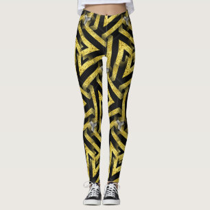 Leggings de patrón negro y oro para zebra graciosa