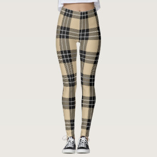 Leggings de peluche para mujeres beige/negras