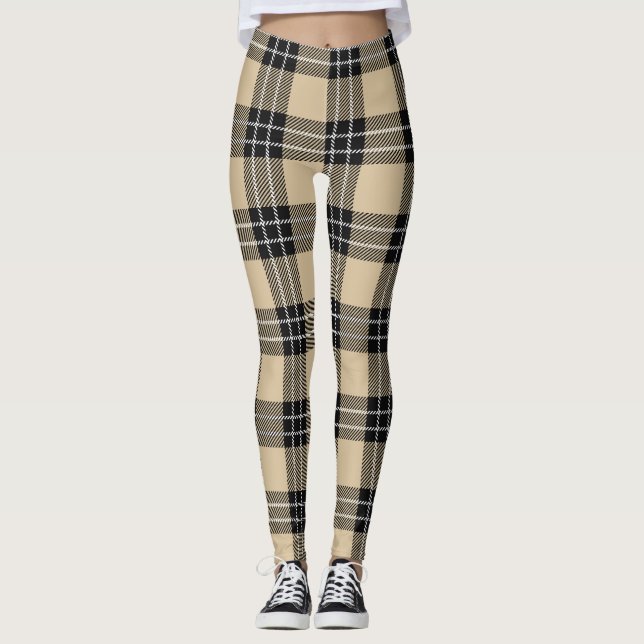 Leggings de peluche para mujeres beige/negras (Anverso)