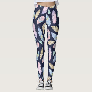 Leggings de Plumas de Pastel Boho