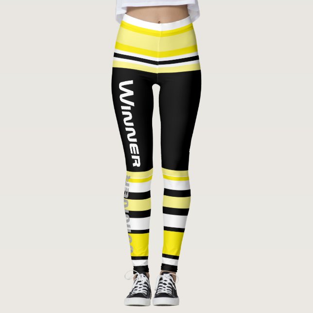 Leggings de Poder Ganador con Rayas Divertidas (Anverso)