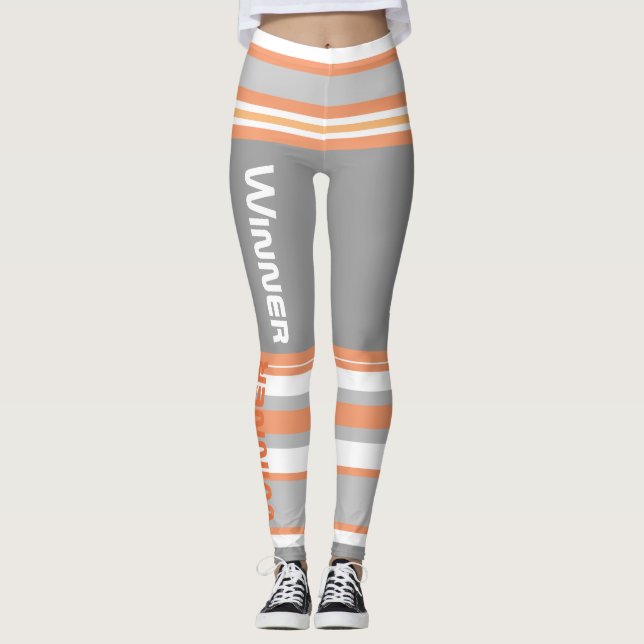 Leggings de Poder Ganador con Rayas Divertidas (Anverso)