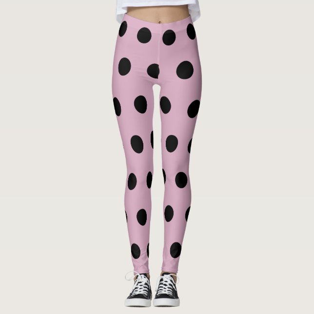 Leggings de puntos de polka (rosado y negro) (Anverso)
