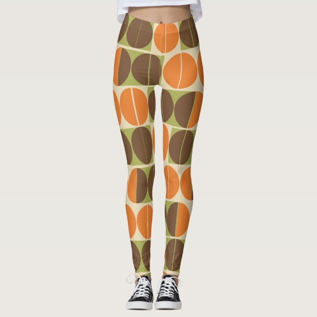 Leggings De repente setenta Naranjas marrón verde geométric (Anverso)
