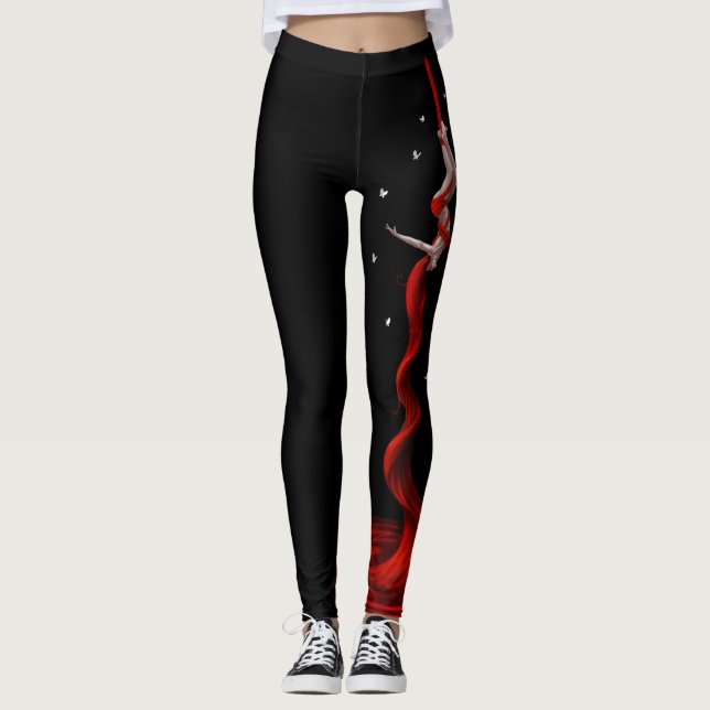 Leggings de seda negra y roja, aurerialista, leggi (Anverso)