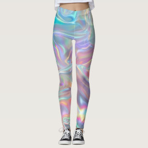 Leggings de Sirena con Remolino Holográfico Pastel