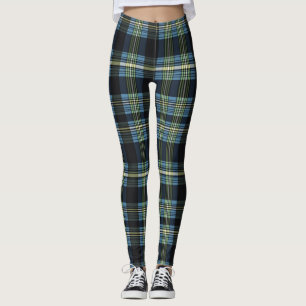 Leggings de tartán azul, verde y negro