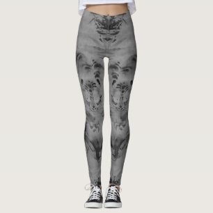 Leggings de tigre de escala de grises y bambú del