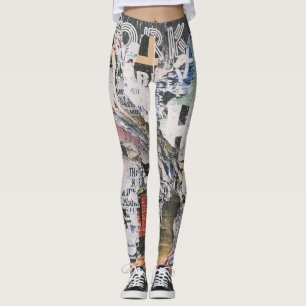 Leggings de tipografía de póster desgarrado urbano