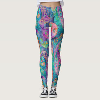 Leggings de yoga coloridas de estampado paisley