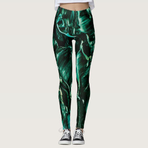 Leggings Debajo del mar Verde azulado salpicón líquido