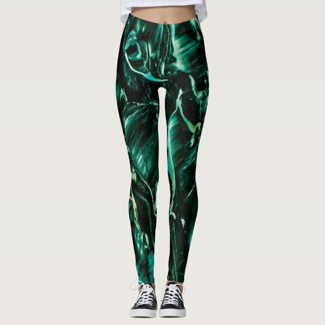 Leggings Debajo del mar Verde azulado salpicón líquido (Anverso)