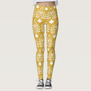 Leggings Deco de arte floral: Damasco moderno