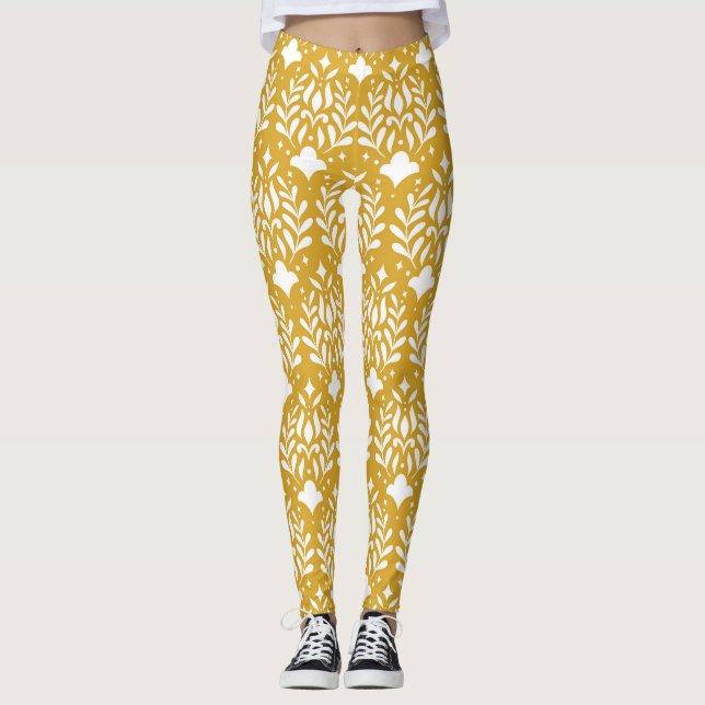 Leggings Deco de arte floral: Damasco moderno (Anverso)