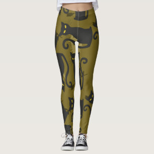 Leggings Deco de fábrica de metales de gato negro Kitty