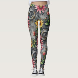Leggings Deconstructed Floral Mandalas Seamless Pattern