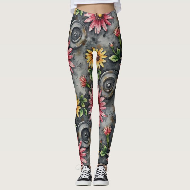 Leggings Deconstructed Floral Mandalas Seamless Pattern (Anverso)