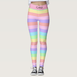 Leggings Decora de Kei rayada pastel de color dulce