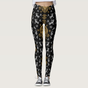 Leggings Decoración artística azteca mexicana en casa