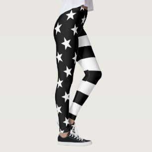 Leggings Decoración blanco y negro de las barras y