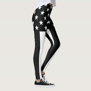 Leggings Decoración blanco y negro de las barras y