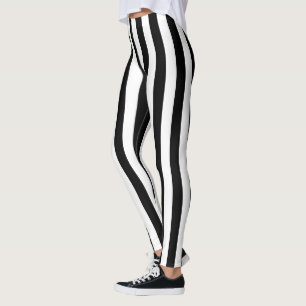 Leggings Decoración blanco y negro de las rayas verticales