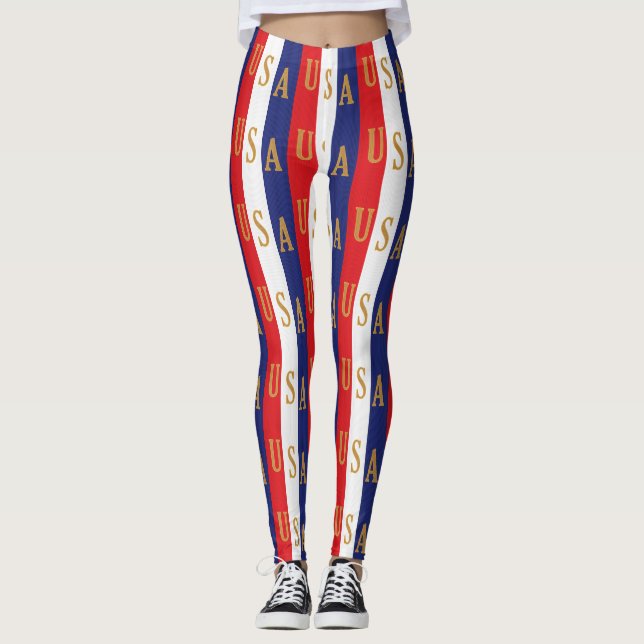 Leggings Decoración de USA con Pinstripe (Anverso)