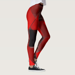 Leggings Decoración geométrica abstracta roja