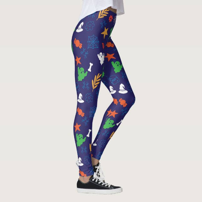 Leggings Decoraciones De Halloween Sobre Leggencias Azules  (Derecha)