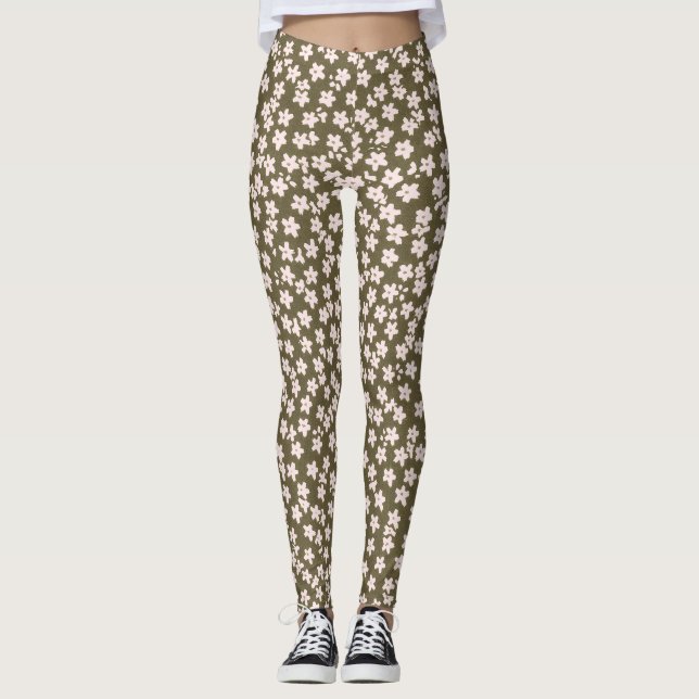 Leggings Decorative Retro Japanese Floral Pattern (Anverso)