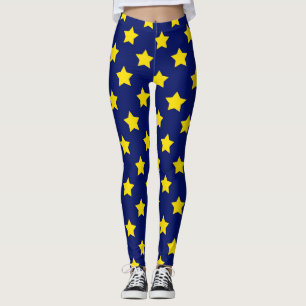 Leggings Decorativo del patrón de estrellas amarillas azule