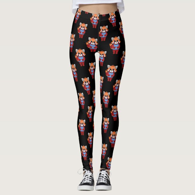 Leggings Dedos Shy Panda Rojo (Anverso)