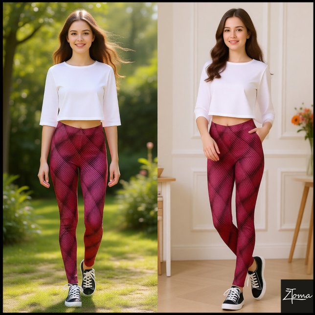 Leggings Deep Burgundy Diamond Tufted Quilt Pattern (Subido por el creador)