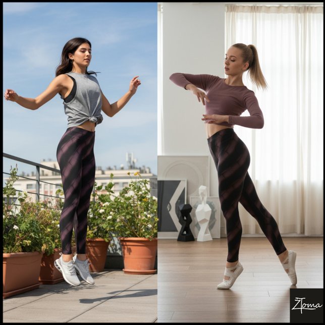 Leggings Deep Mauve Black Diagonal Tufted Stripe (Subido por el creador)