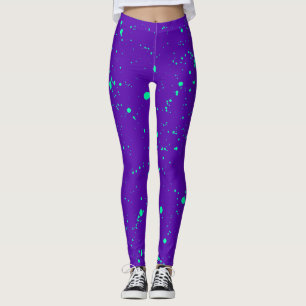 Leggings Deep Purple y salpicadura verde de neón de la