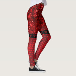 Leggings Deep Red Faux Purpurinas Luces