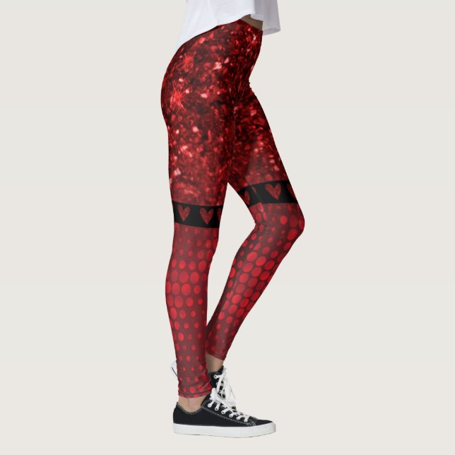 Leggings Deep Red Faux Purpurinas Luces (Derecha)